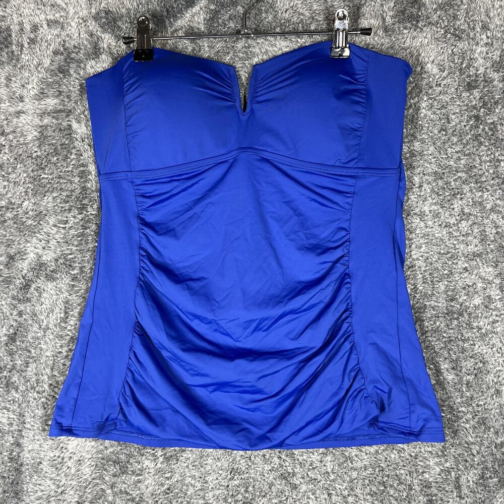 Skye Tankini Swimsuit Womens Medium Blue Bandeau Strapless Padded Ruched